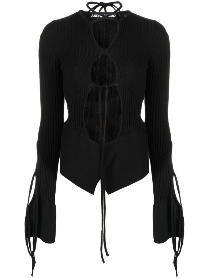 ANDREĀDAMO cut-out ribbed top - Black von ANDREĀDAMO