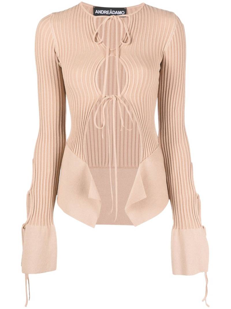 ANDREĀDAMO cut-out ribbed top - Neutrals von ANDREĀDAMO