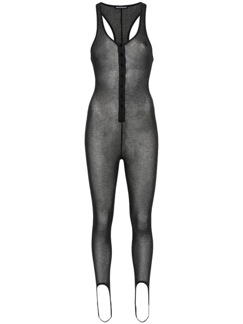 ANDREĀDAMO fine-ribbed semi-sheer jumpsuit - Black von ANDREĀDAMO