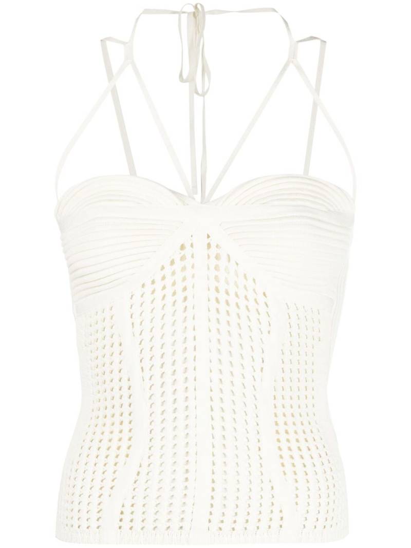 ANDREĀDAMO halterneck-fastening knitted top - Neutrals von ANDREĀDAMO