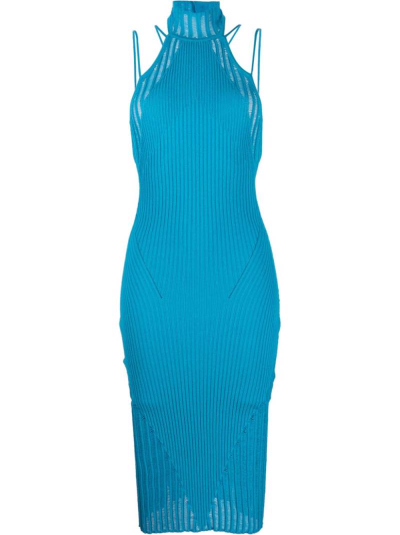 ANDREĀDAMO halterneck knitted midi dress - Blue von ANDREĀDAMO