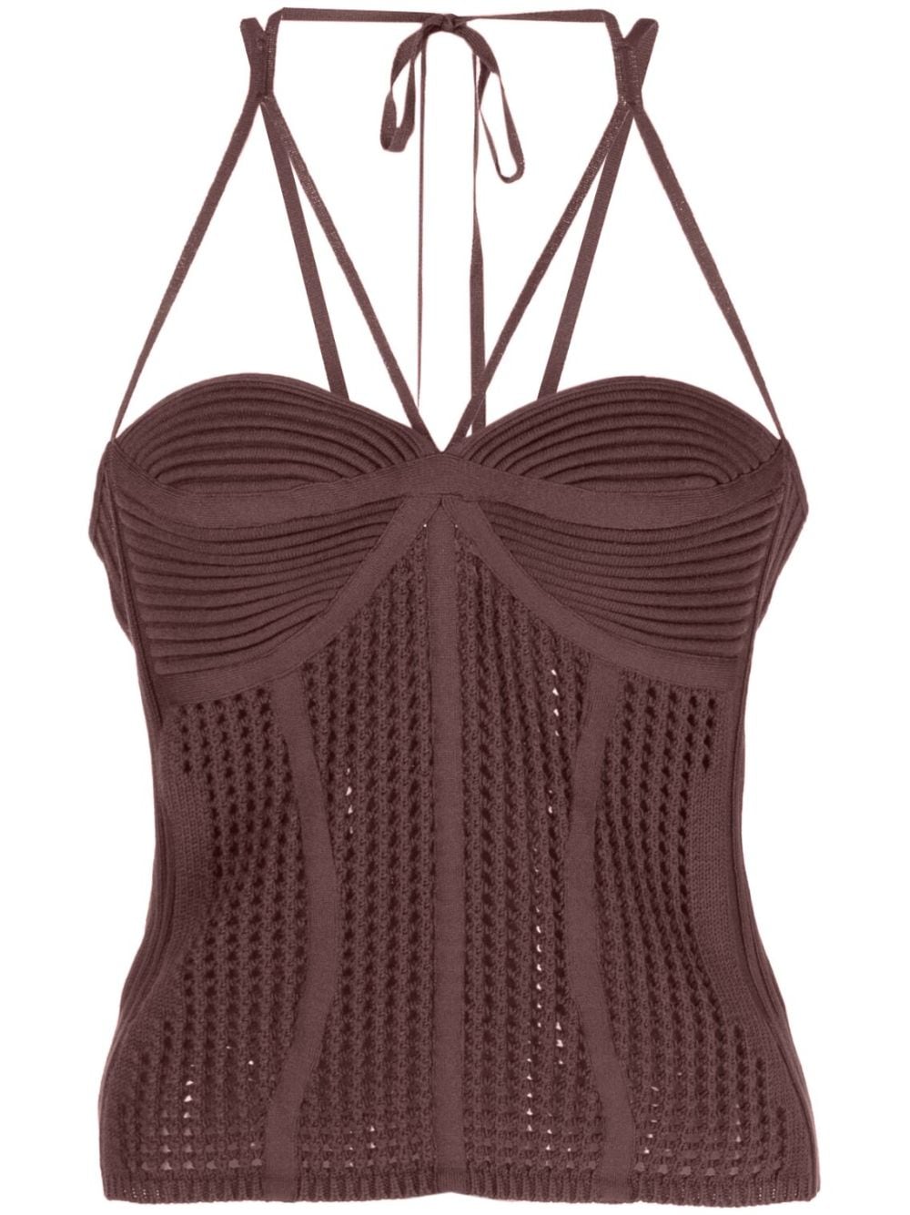 ANDREĀDAMO halterneck knitted top - Brown von ANDREĀDAMO