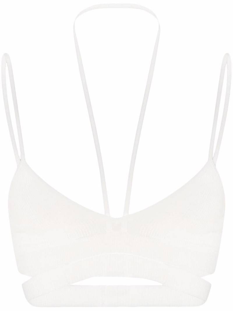 ANDREĀDAMO halterneck ribbed bra - White von ANDREĀDAMO