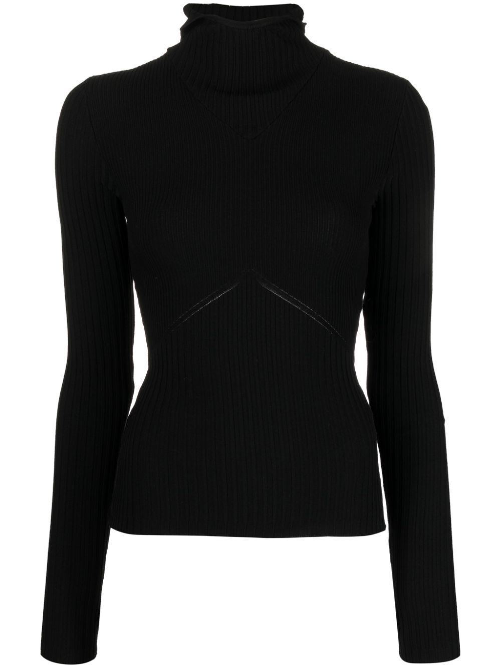 ANDREĀDAMO high-neck ribbed-knit hooded jumper - Black von ANDREĀDAMO