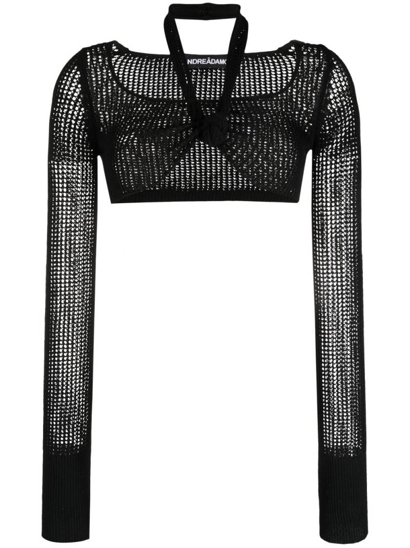 ANDREĀDAMO long-sleeve knitted crop top - Black von ANDREĀDAMO