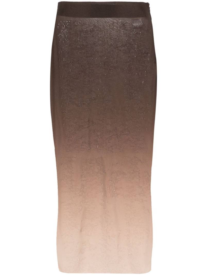 ANDREĀDAMO rhinestone-embellished midi skirt - Brown von ANDREĀDAMO