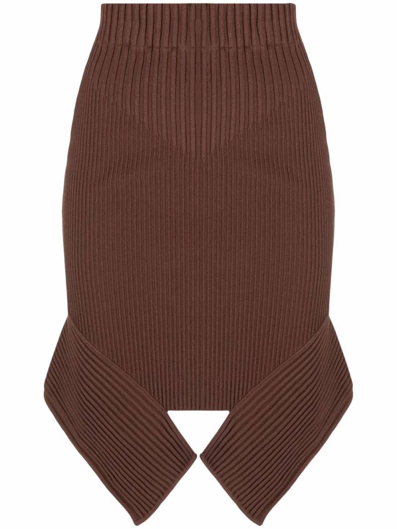 ANDREĀDAMO rib-knit asymmetric skirt - Brown von ANDREĀDAMO