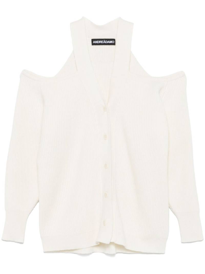 ANDREĀDAMO ribbed cut-out cardigan - White von ANDREĀDAMO