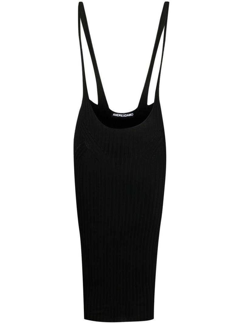 ANDREĀDAMO ribbed-knit pinafore dress - Black von ANDREĀDAMO