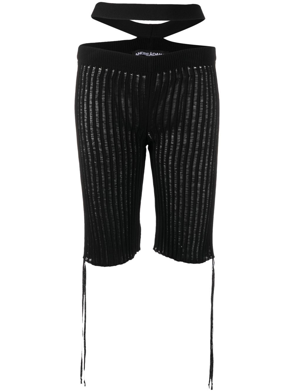 ANDREĀDAMO ribbed-knit cut-out shorts - Black von ANDREĀDAMO