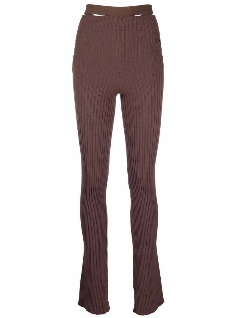 ANDREĀDAMO ribbed-knit flared trousers - Brown von ANDREĀDAMO