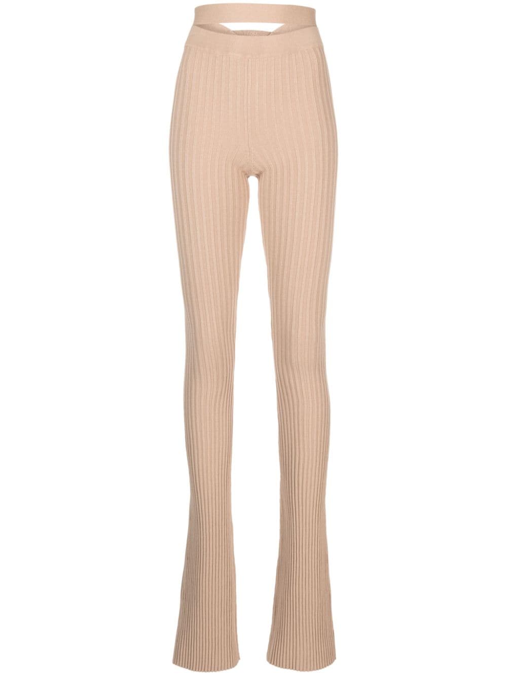 ANDREĀDAMO ribbed-knit high-waist trousers - Neutrals von ANDREĀDAMO