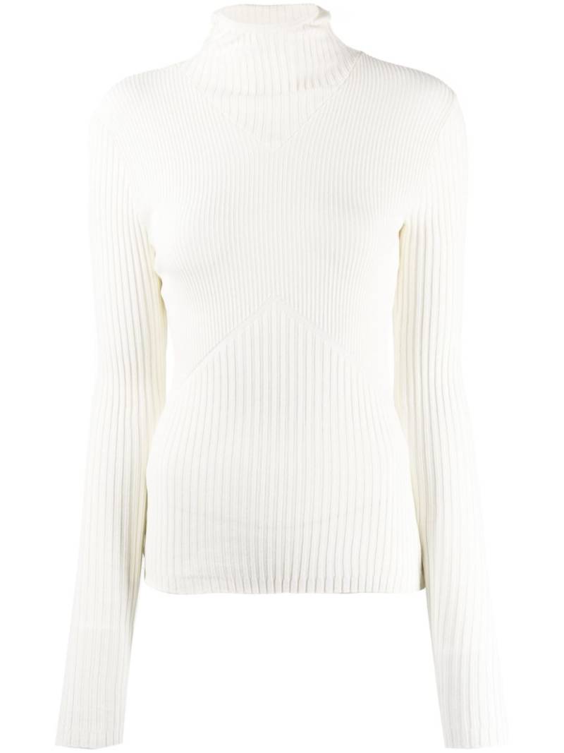 ANDREĀDAMO ribbed-knit hoodie top - White von ANDREĀDAMO