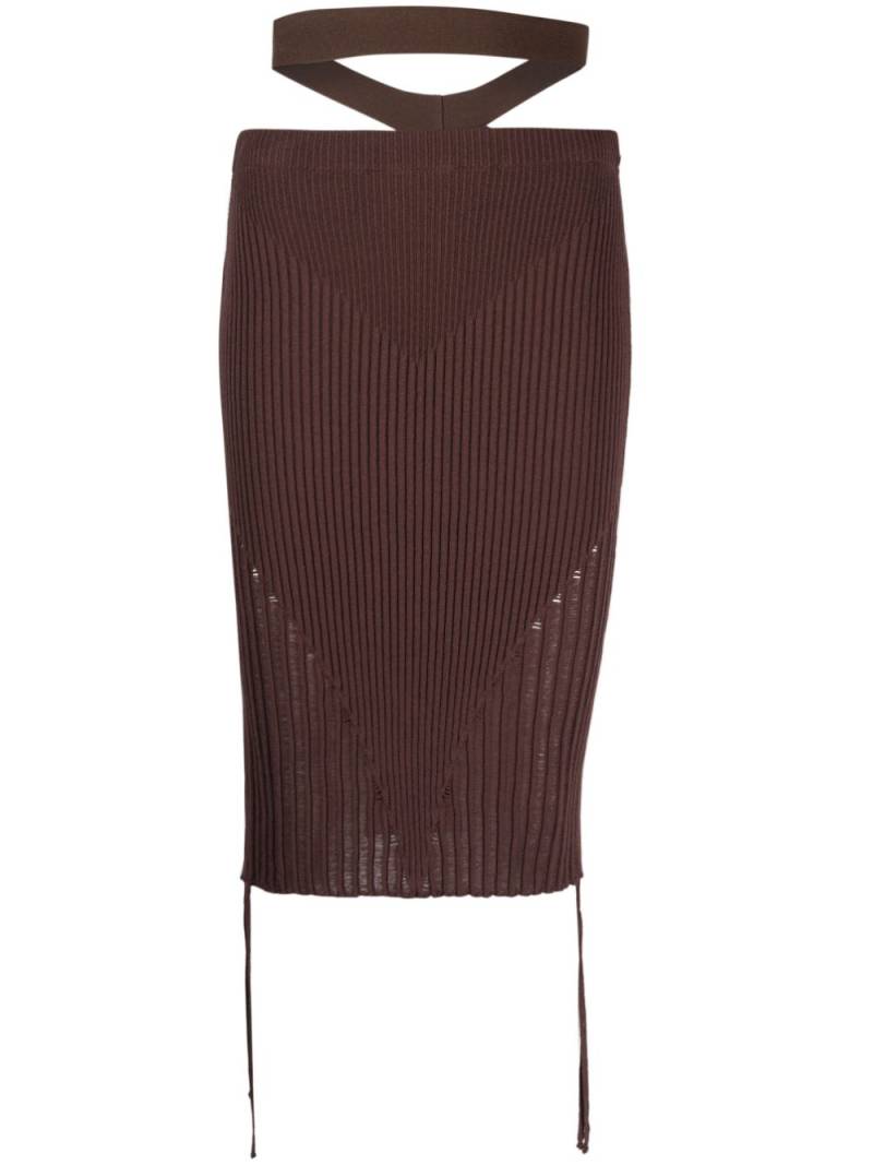 ANDREĀDAMO ribbed-knit pencil skirt - Brown von ANDREĀDAMO