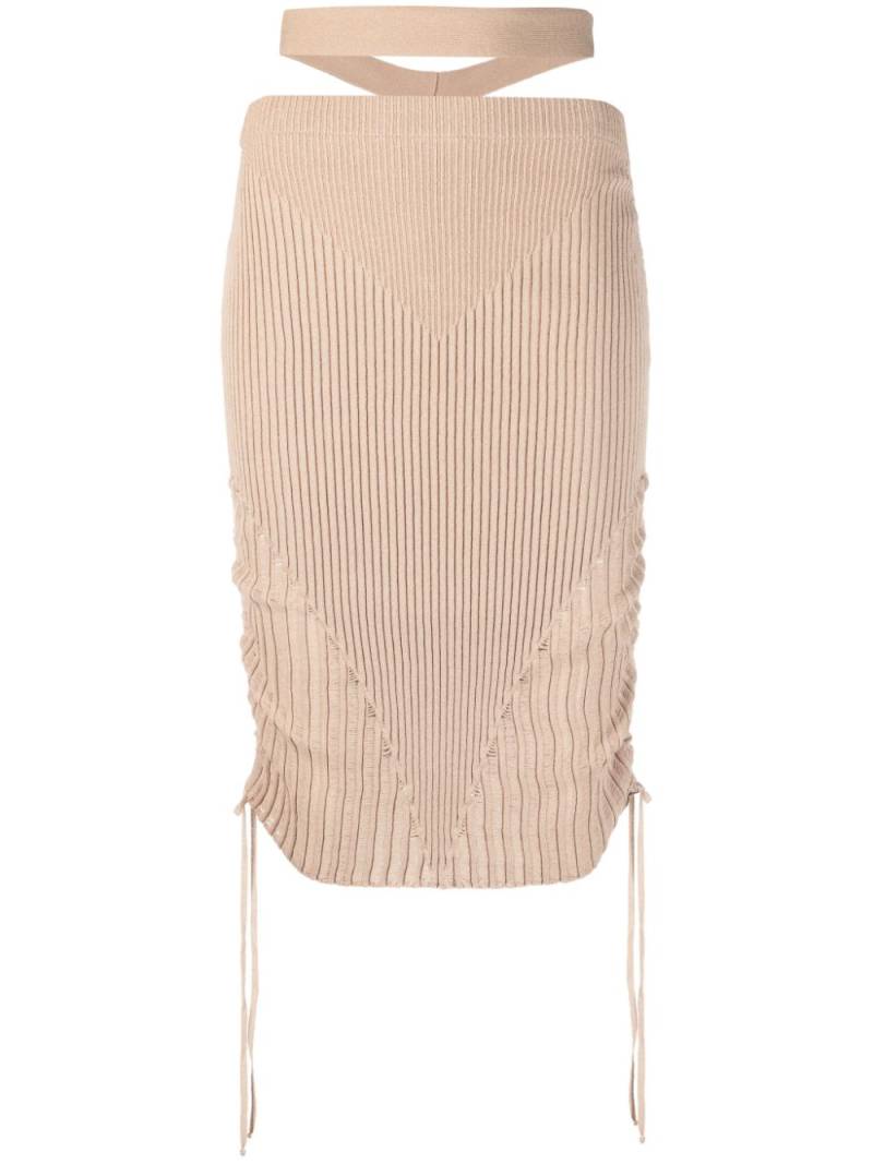 ANDREĀDAMO ribbed-knit pencil skirt - Neutrals von ANDREĀDAMO