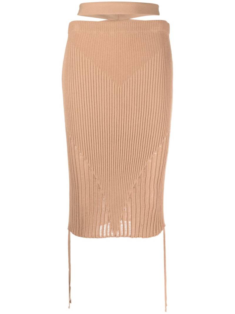 ANDREĀDAMO ribbed-knit pencil skirt - Neutrals von ANDREĀDAMO