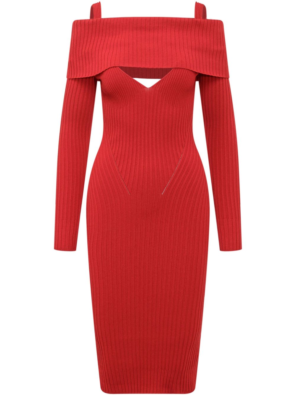 ANDREĀDAMO ribbed midi dress - Red von ANDREĀDAMO