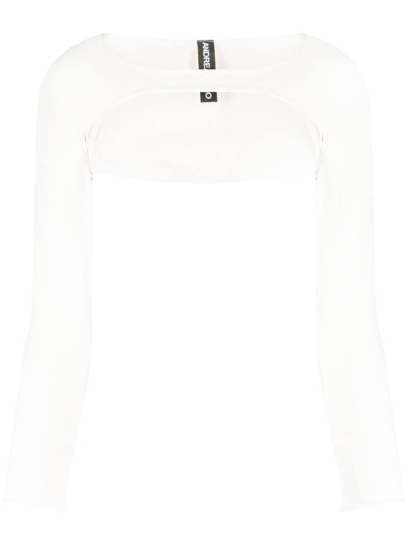 ANDREĀDAMO sculpting jersey harness crop top - White von ANDREĀDAMO