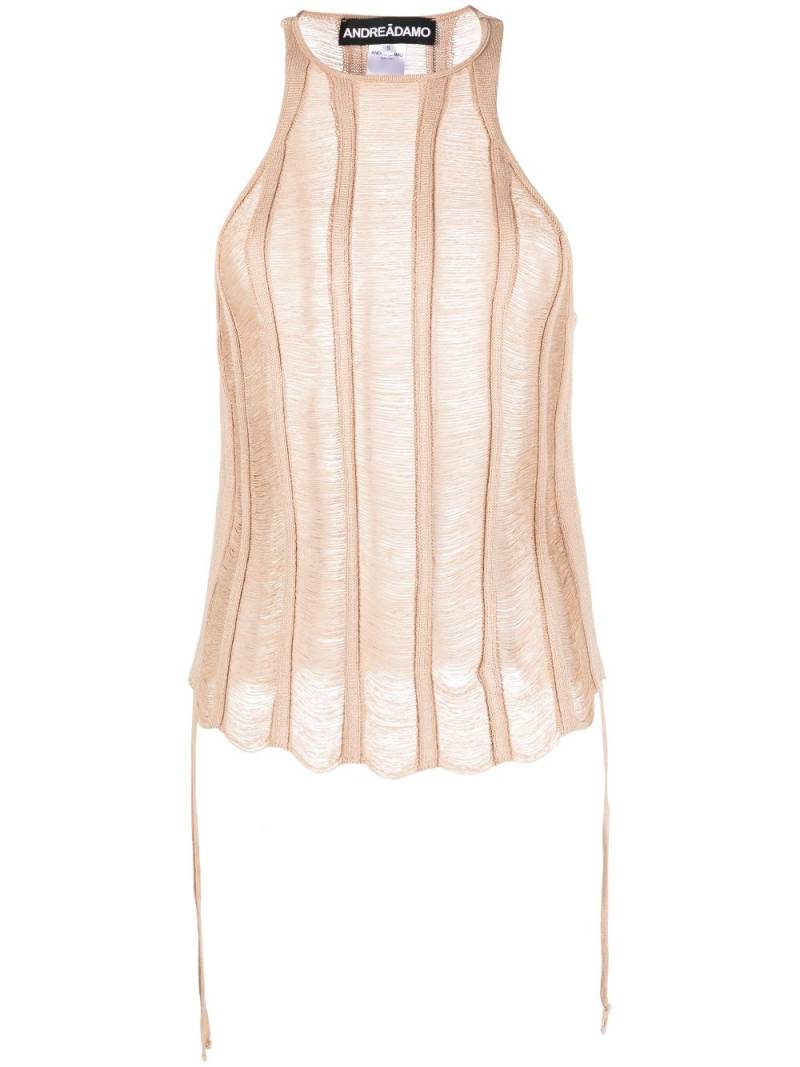 ANDREĀDAMO semi-sheer ladder-stitch tank top - Neutrals von ANDREĀDAMO