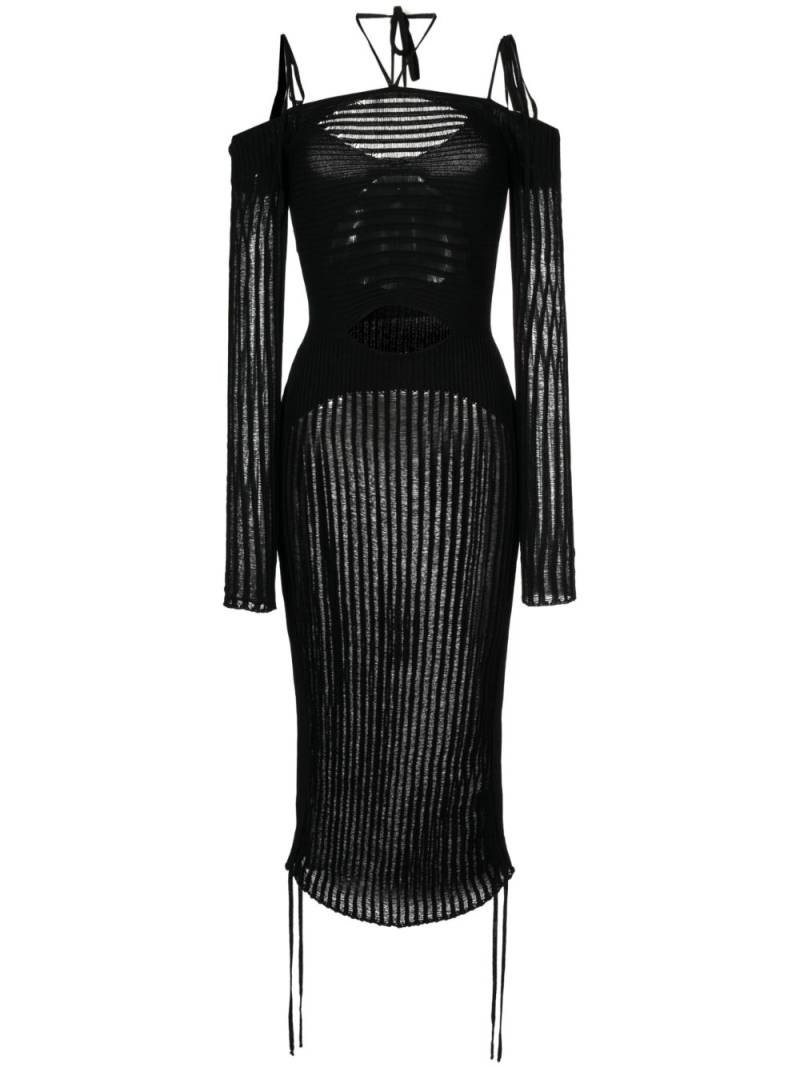 ANDREĀDAMO semi-sheer midi dress - Black von ANDREĀDAMO