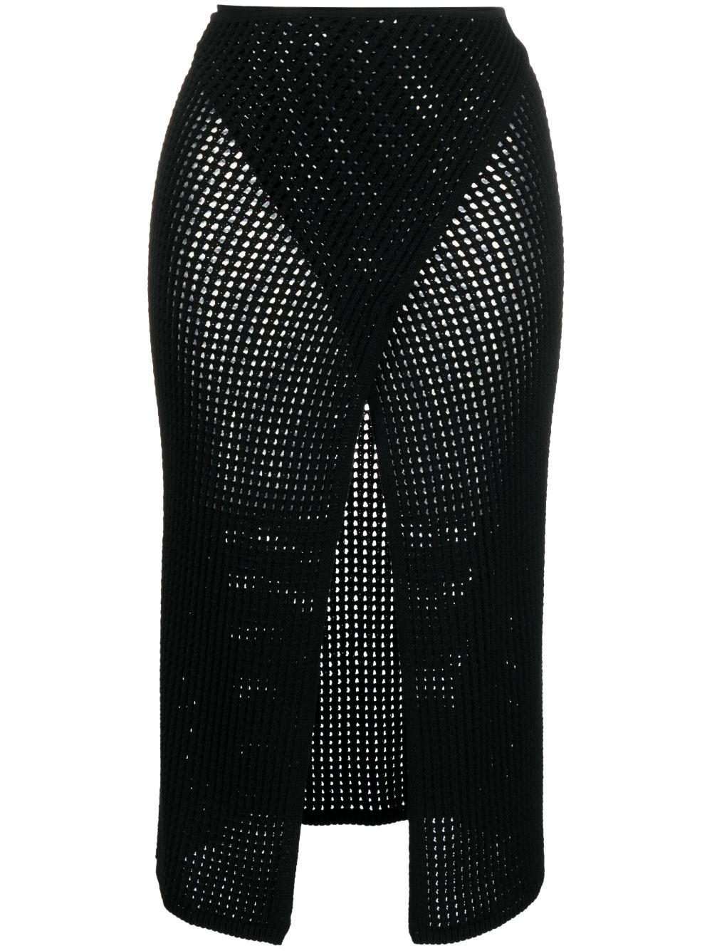 ANDREĀDAMO slit-open crochet midi skirt - Black von ANDREĀDAMO