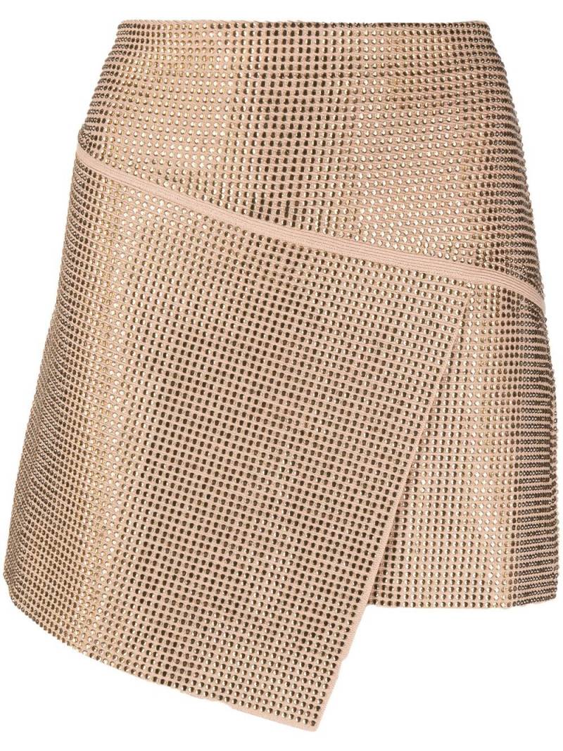 ANDREĀDAMO crystal-embellished asymmetric wrap skirt - Neutrals von ANDREĀDAMO