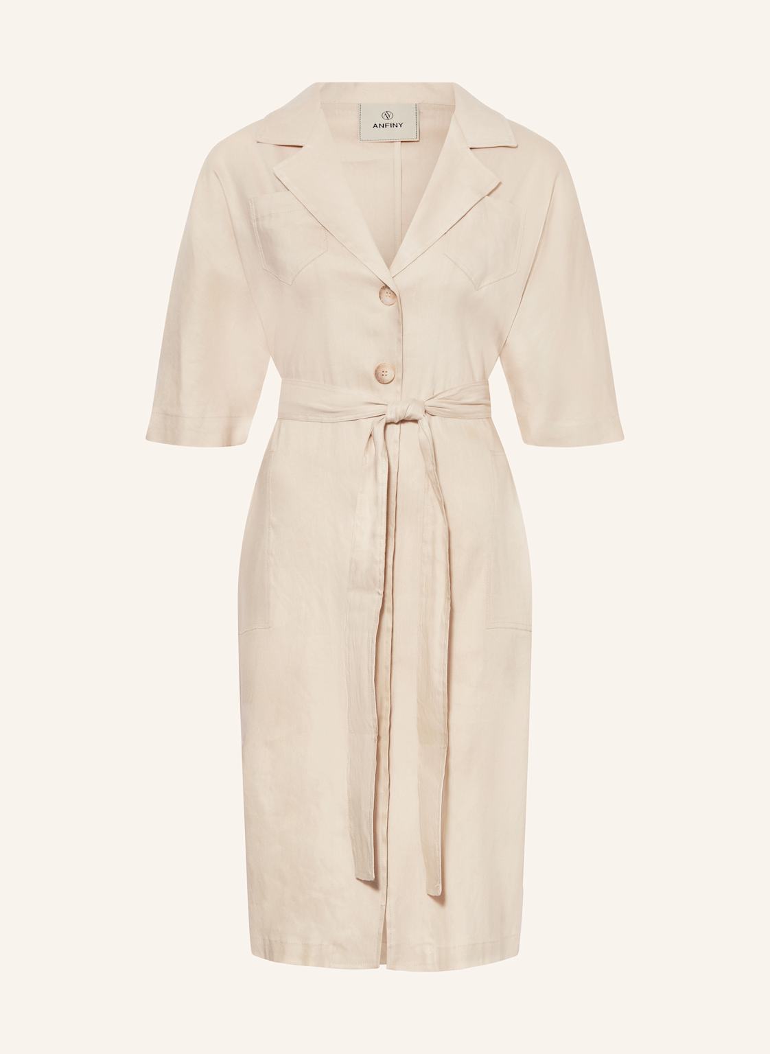 Anfiny Hemdblusenkleid Zora Mit Leinen beige von ANFINY