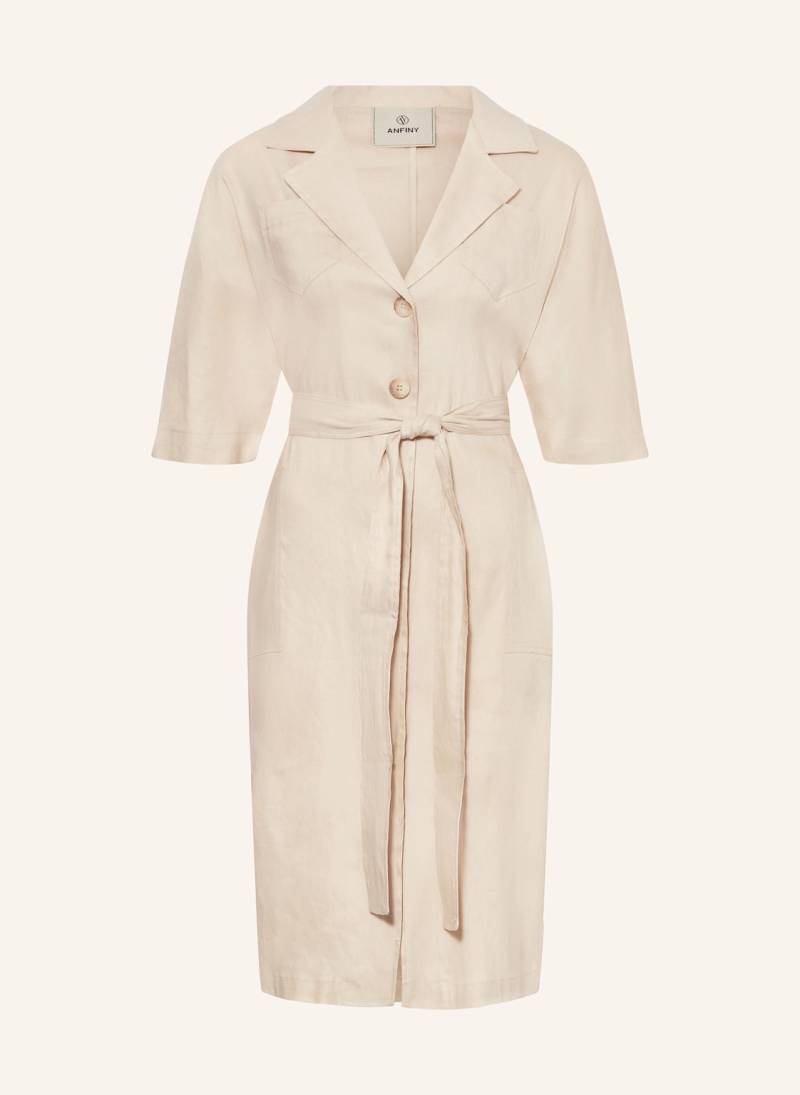 Anfiny Hemdblusenkleid Zora Mit Leinen beige von ANFINY