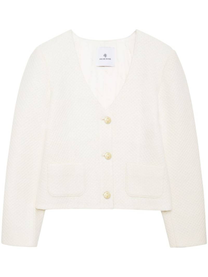 ANINE BING Anitta V-neck cardigan - White von ANINE BING