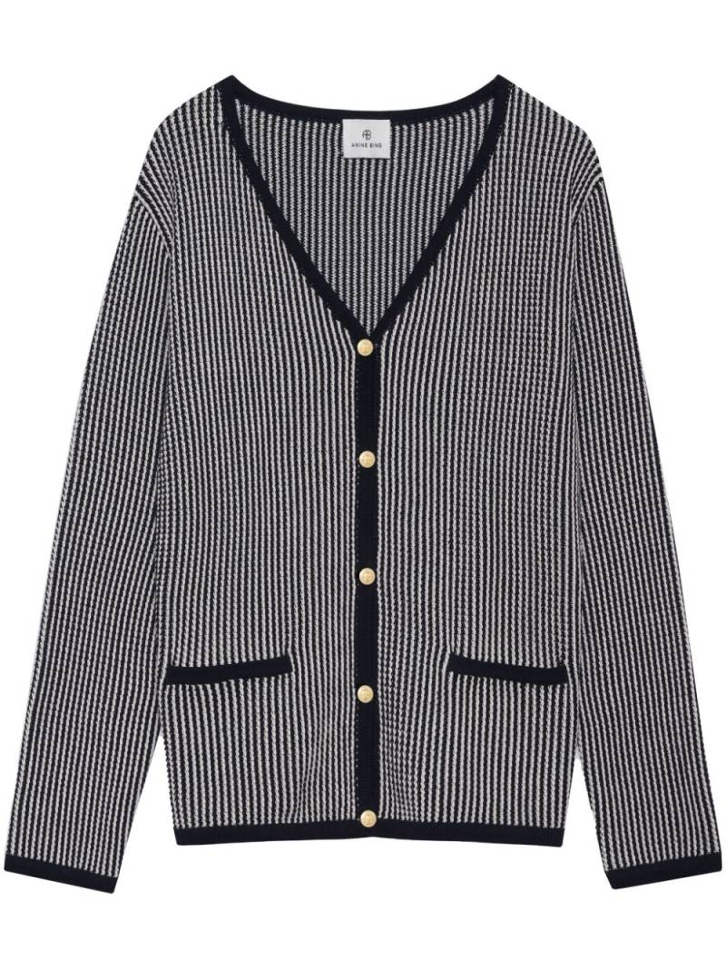 ANINE BING Dave stripe-pattern cardigan - Black von ANINE BING