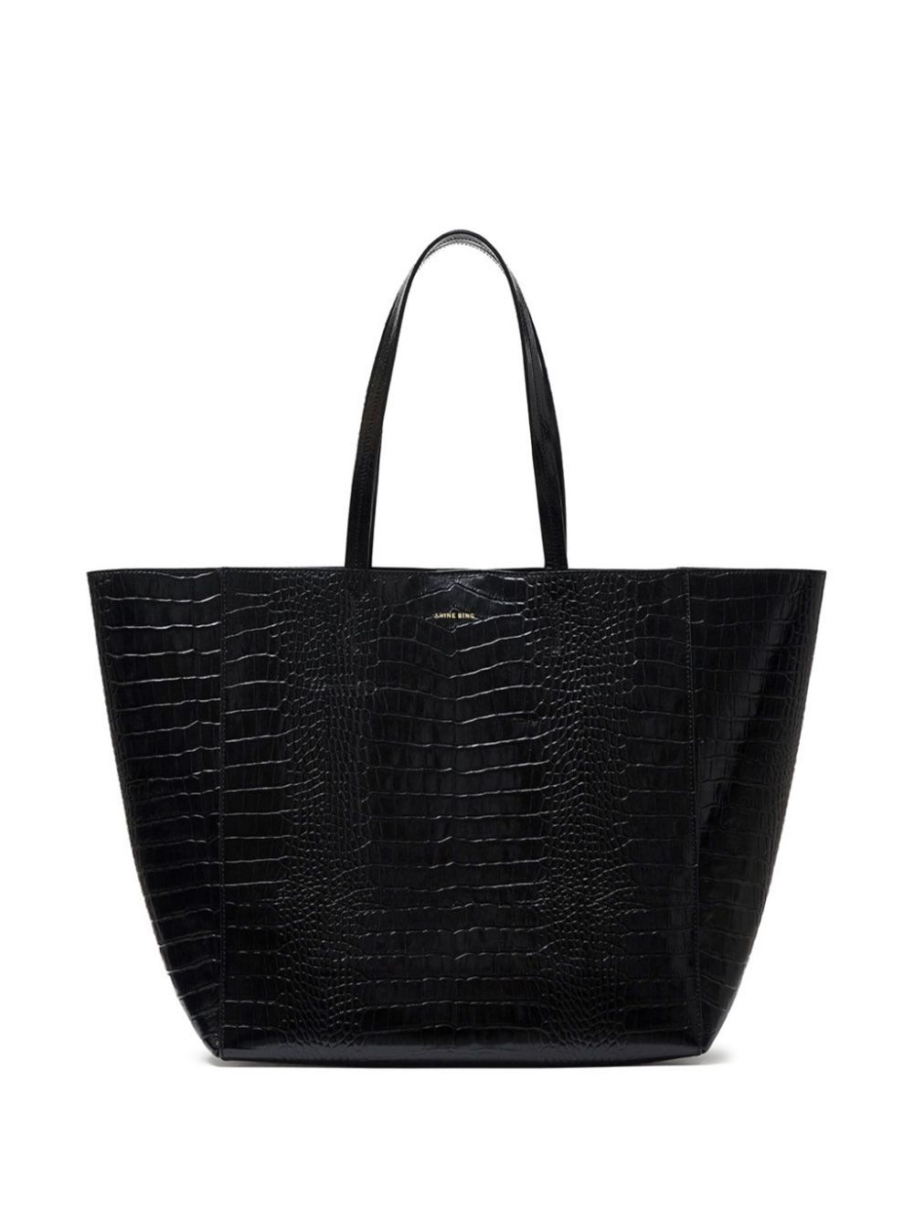 ANINE BING Elly crocodile-embossed tote bag - Black von ANINE BING