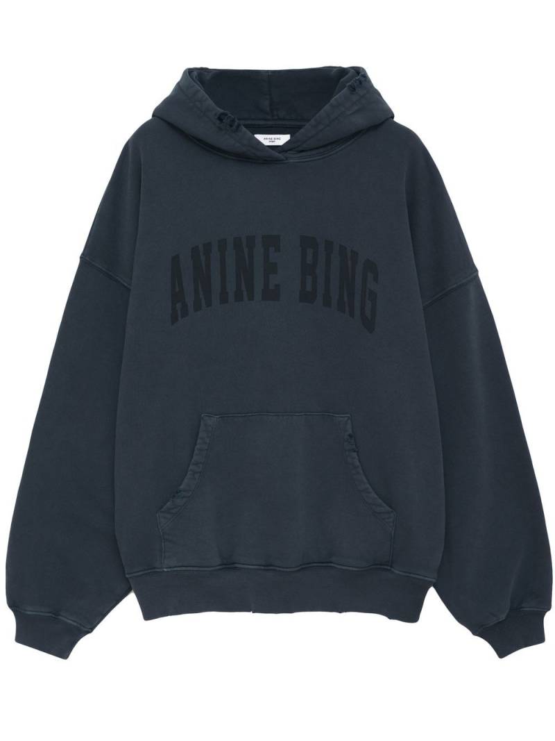 ANINE BING Harvey logo-print cotton hoodie - Black von ANINE BING