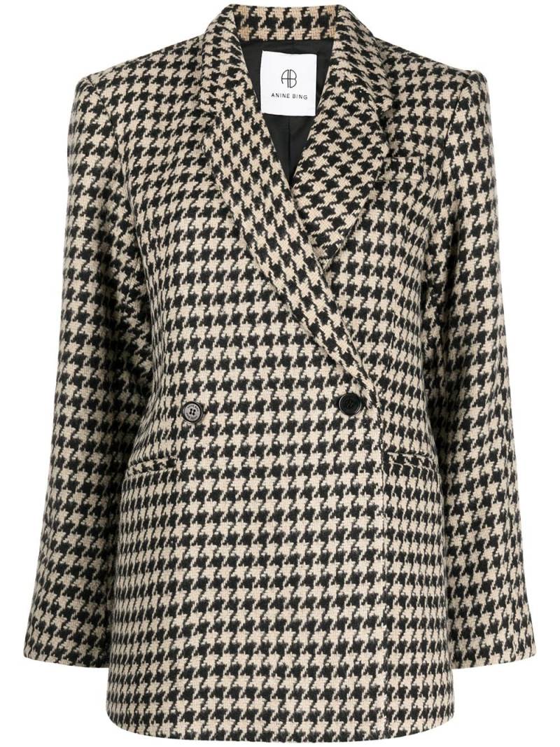 ANINE BING Kaia houndstooth double-breasted blazer - Black von ANINE BING