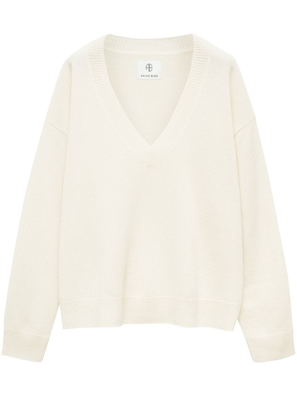 ANINE BING Lee V-neck cashmere jumper - White von ANINE BING