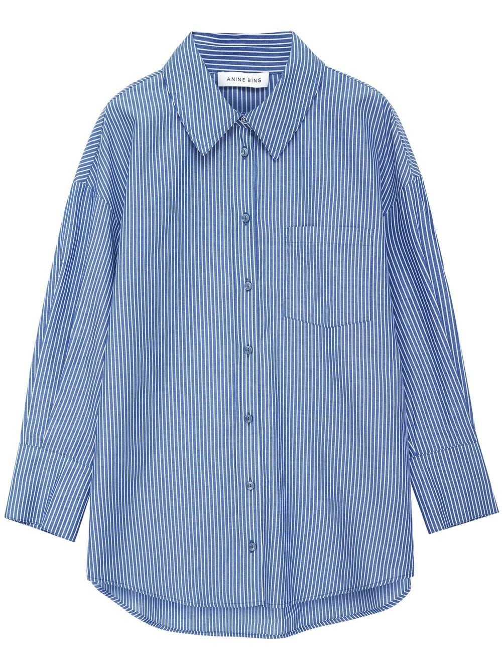 ANINE BING Mika stripe-print shirt - Blue von ANINE BING