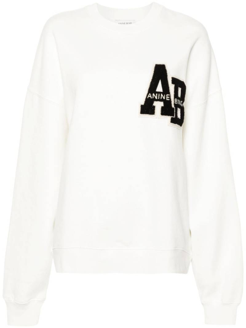 ANINE BING Miles logo-patch cotton sweatshirt - White von ANINE BING