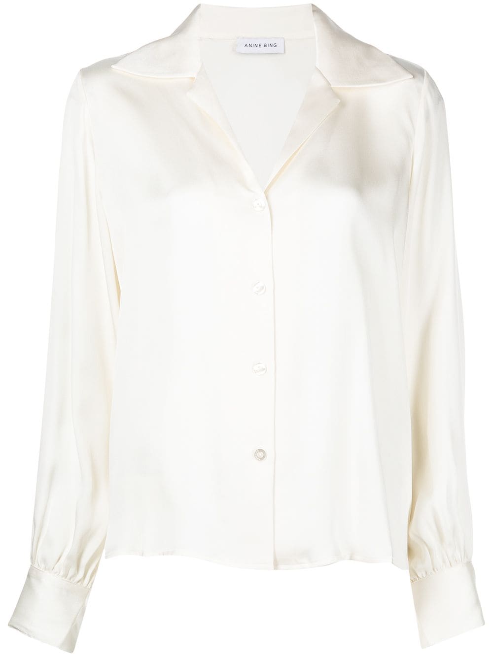 ANINE BING Mylah spread-collar silk shirt - White von ANINE BING