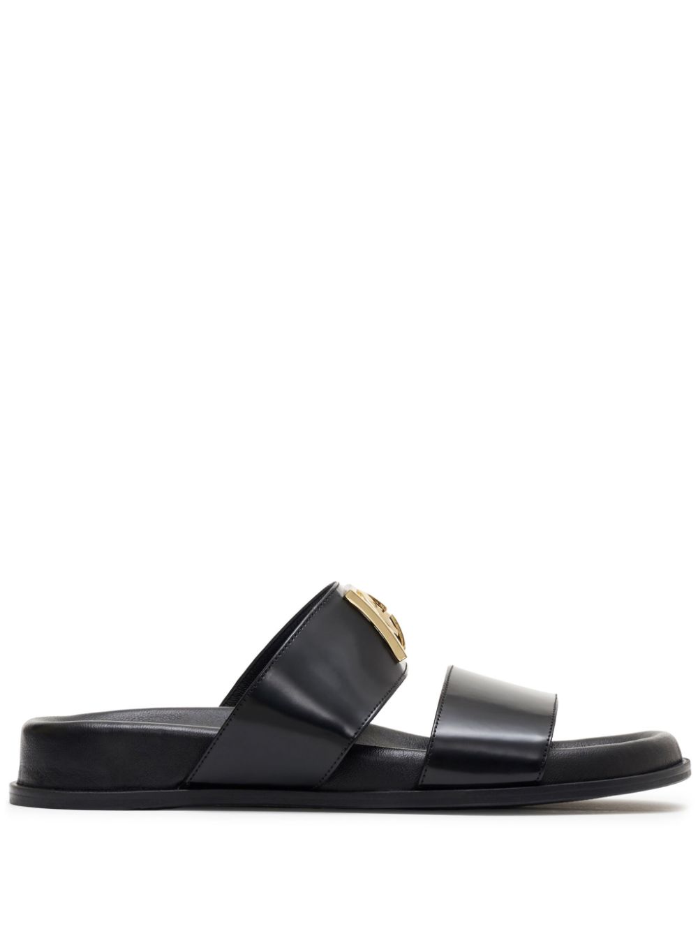 ANINE BING Parker monogramed leather slides - Black von ANINE BING