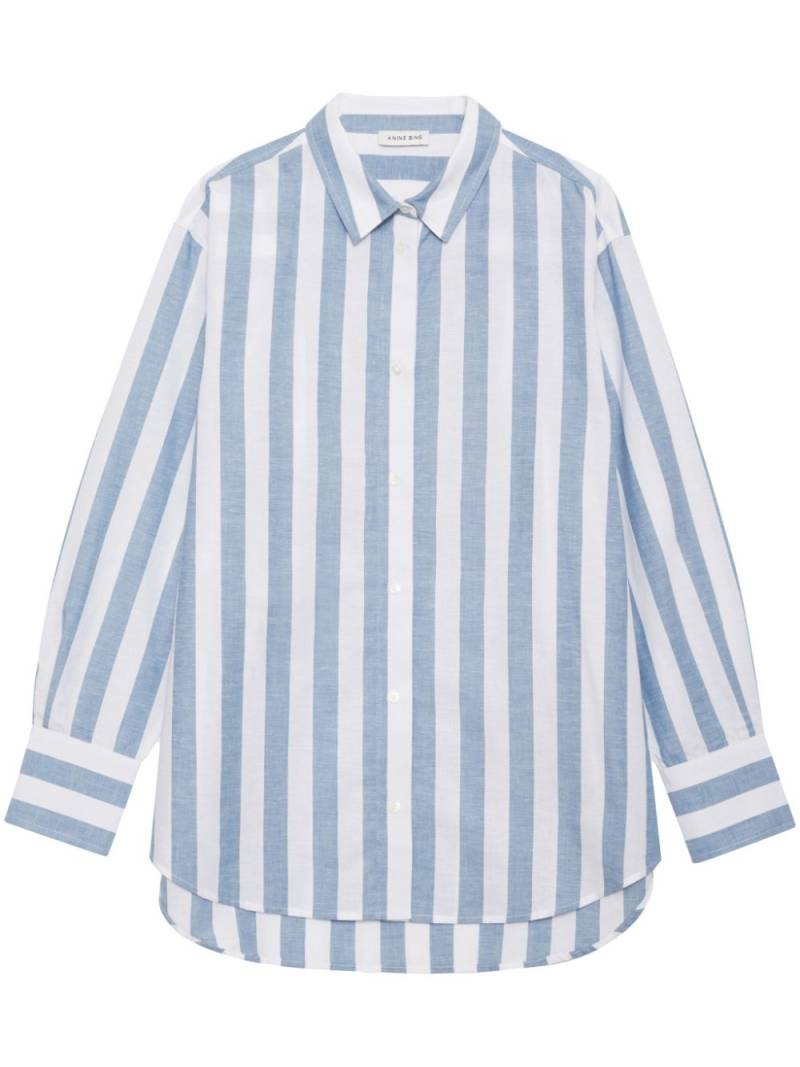 ANINE BING Plaza striped cotton shirt - Blue von ANINE BING