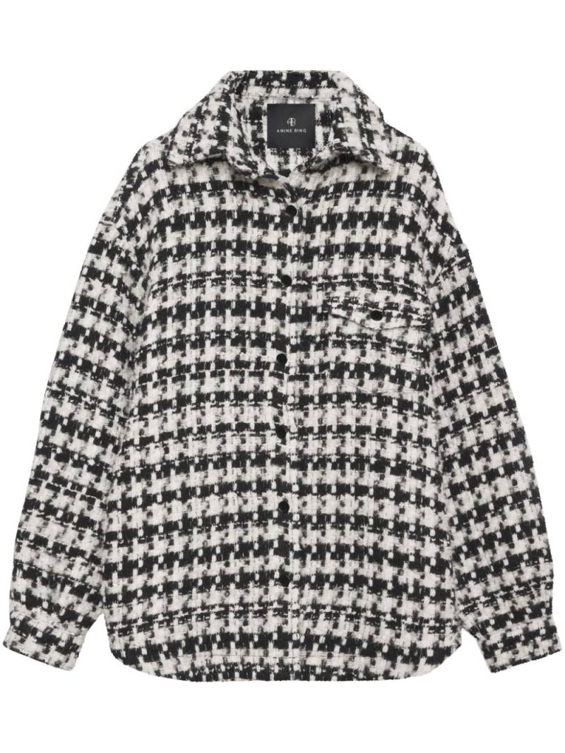 ANINE BING Simon houndstooth-pattern shirt jacket - Black von ANINE BING