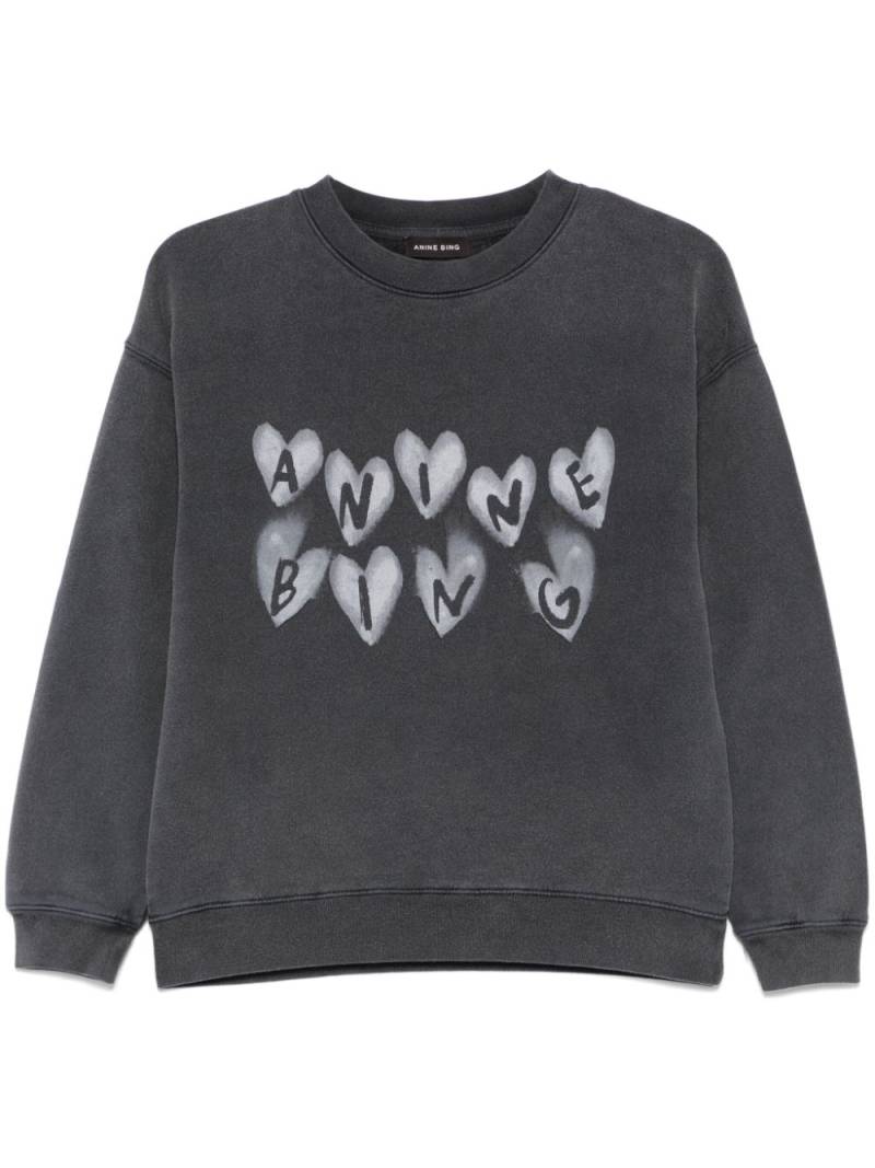 ANINE BING Spencer Hearts sweatshirt - Black von ANINE BING