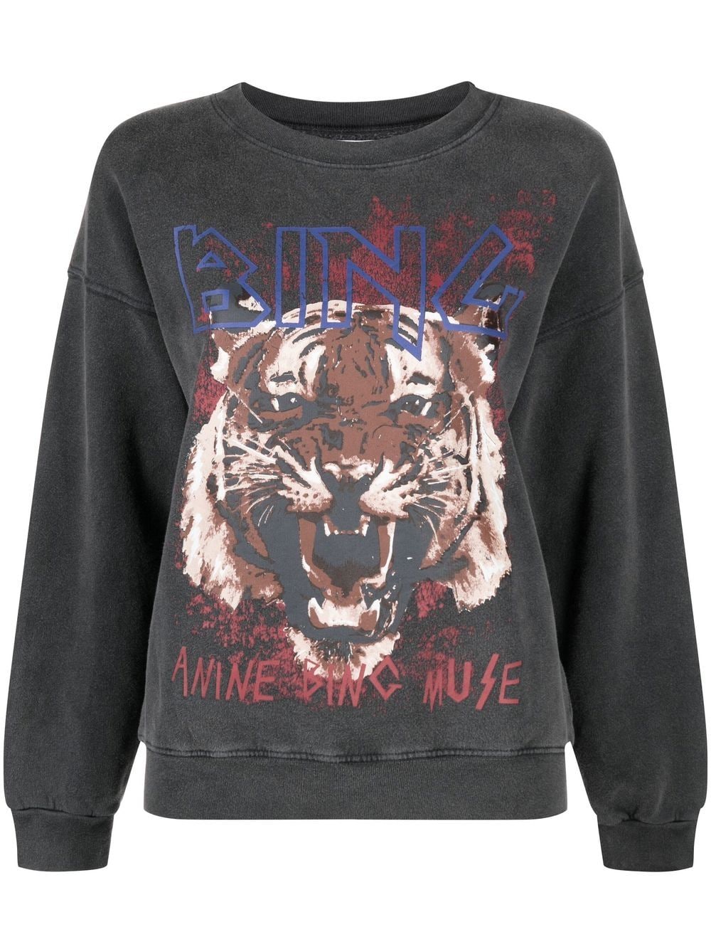 ANINE BING Tiger garment-dyed sweatshirt - Black von ANINE BING