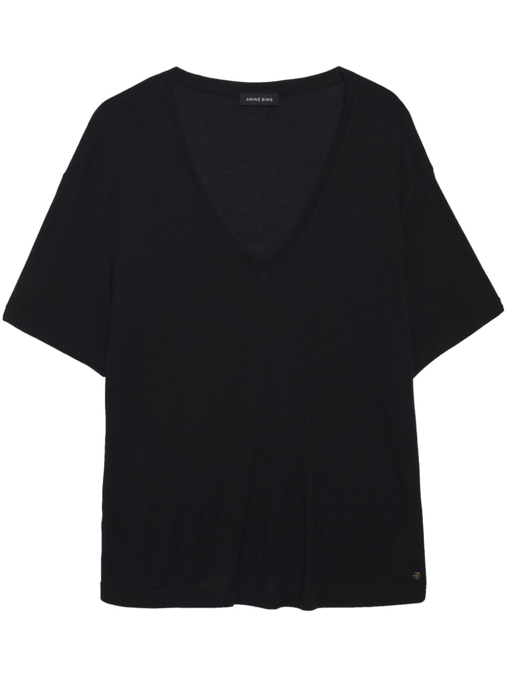 ANINE BING Vale V-neck T-Shirt - Black von ANINE BING