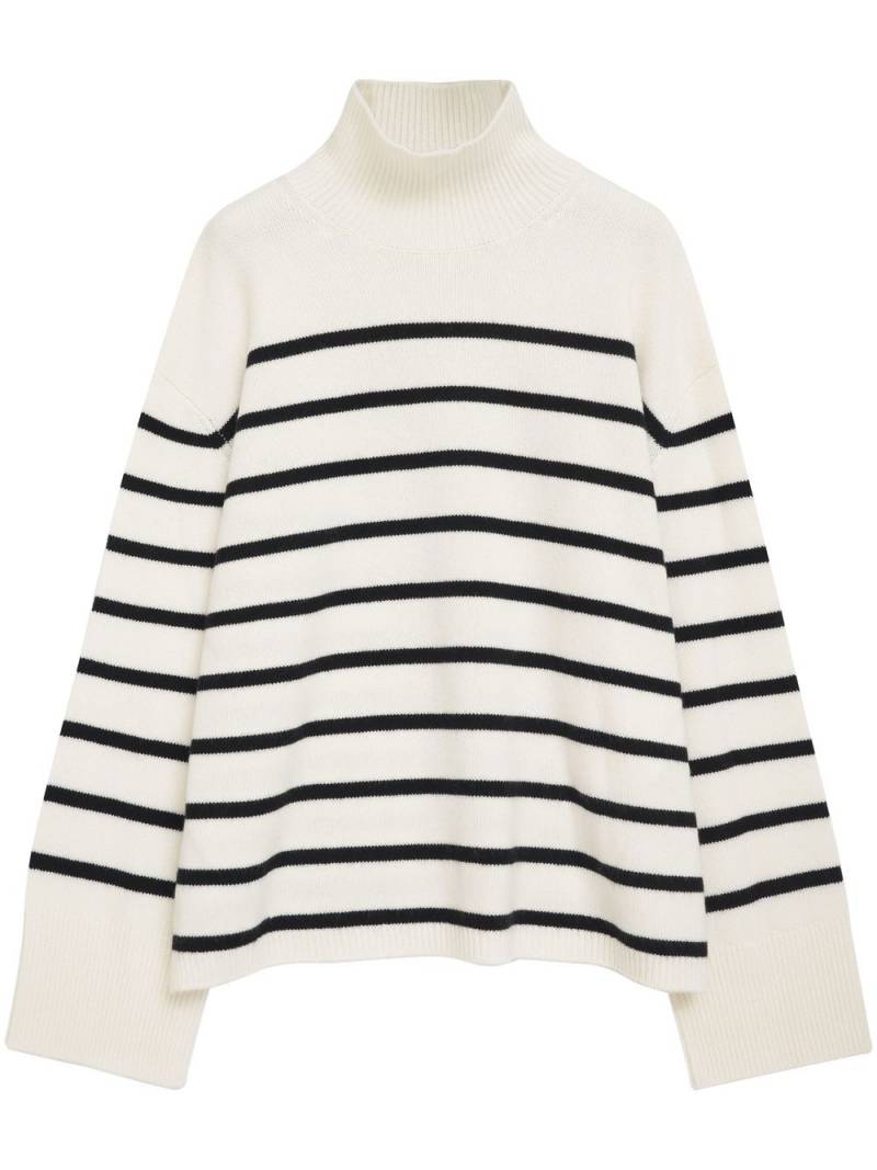 ANINE BING horizontal stripes funnel-neck jumper - White von ANINE BING