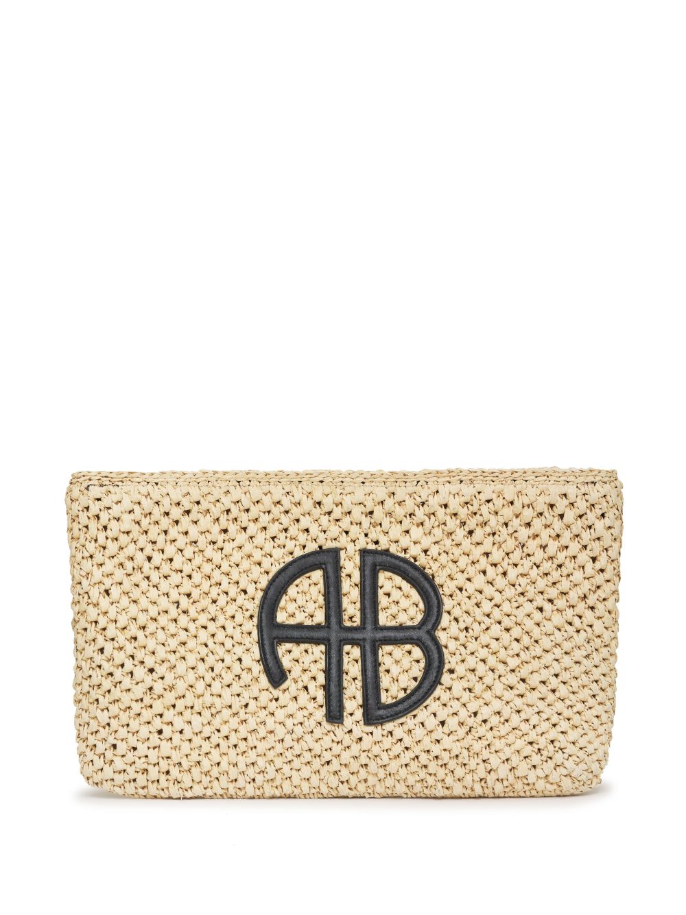 ANINE BING logo-patch interwoven clutch - Neutrals von ANINE BING