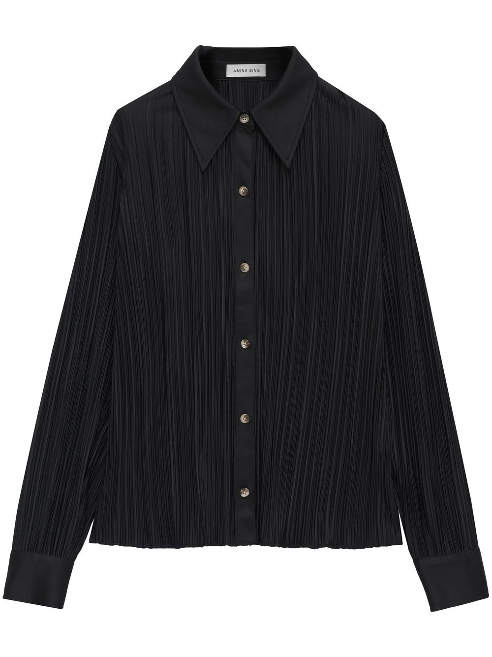 ANINE BING plissé effect button-up shirt - Black von ANINE BING