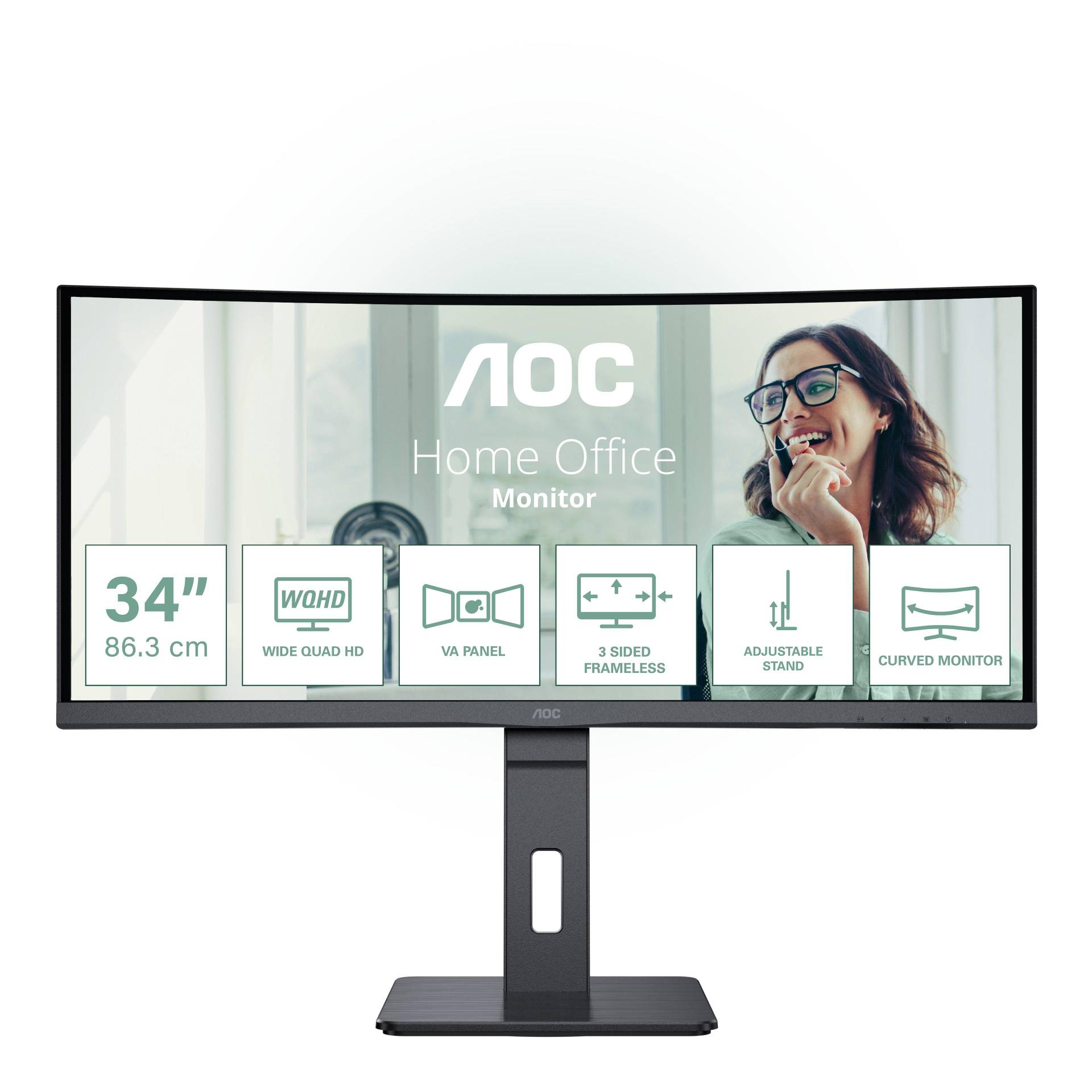 AOC - CU34P3CV Computerbildschirm 86,4 cm (34") 3440 x 1440 Pixel UltraWide Quad HD LED Schwarz, Schwarz von AOC