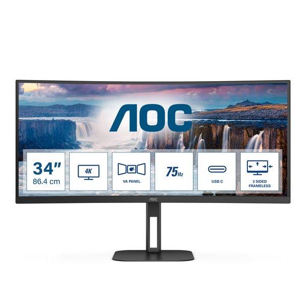 AOC - V5 CU34V5C LED display 86,4 cm (34") 3440 x 1440 Pixel Wide Quad HD Schwarz, Schwarz von AOC