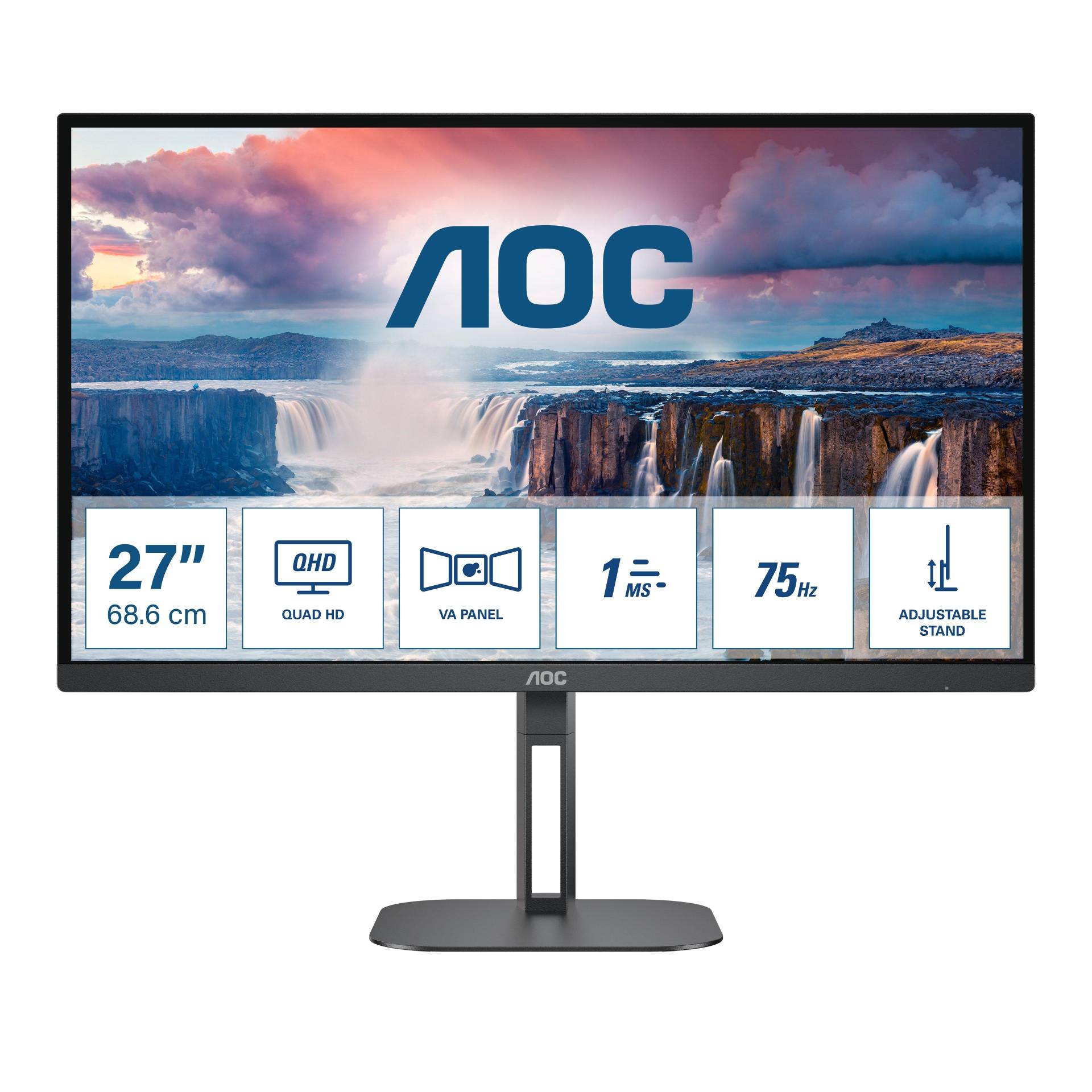 AOC - V5 Q27V5N Computerbildschirm 68,6 cm (27") 2560 x 1440 Pixel Quad HD LED Schwarz, Schwarz von AOC