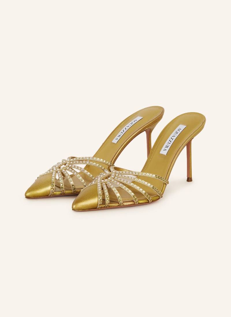 Aquazzura Mules Flow Crystal Mit Schmucksteinen gold von AQUAZZURA